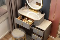 Wall-mounted makeup station furniture for small rooms