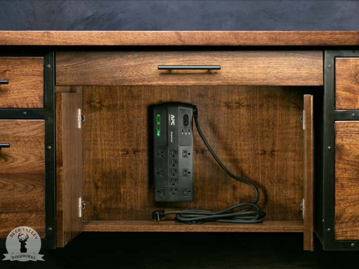 Walnut Executive Desk, Walnut Desk With Drawers, Industrial Office Desk ... Walnut office desk furniture with cable organizer