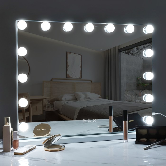 Round Hollywood Vanity Mirror with LED Lights by Debenhams | ufurnish.com Rolling vanity mirror furniture with LED lights