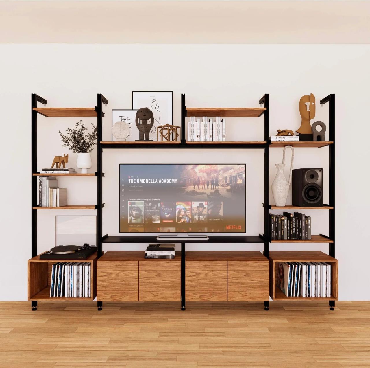 15 Best Bookcases with Tv Space Modular media unit furniture with bookshelves